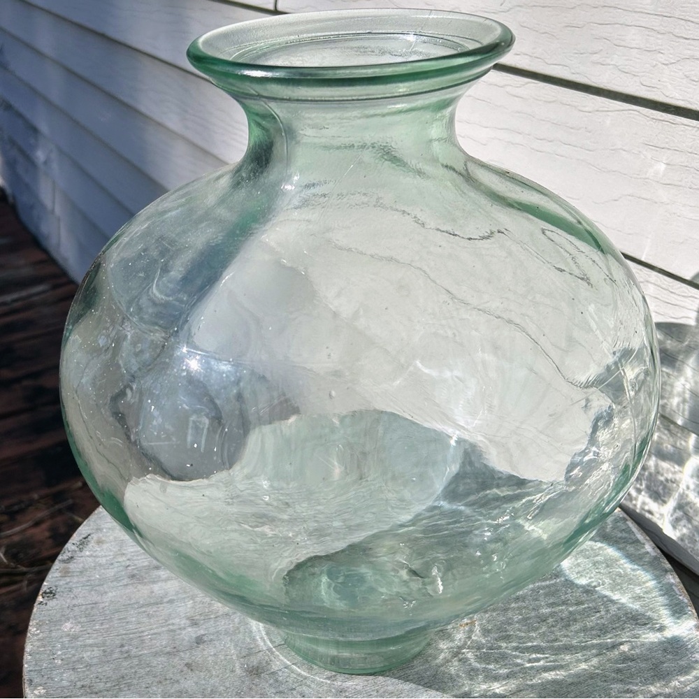 Vintage European Demijohn Bottle Green 13.5”